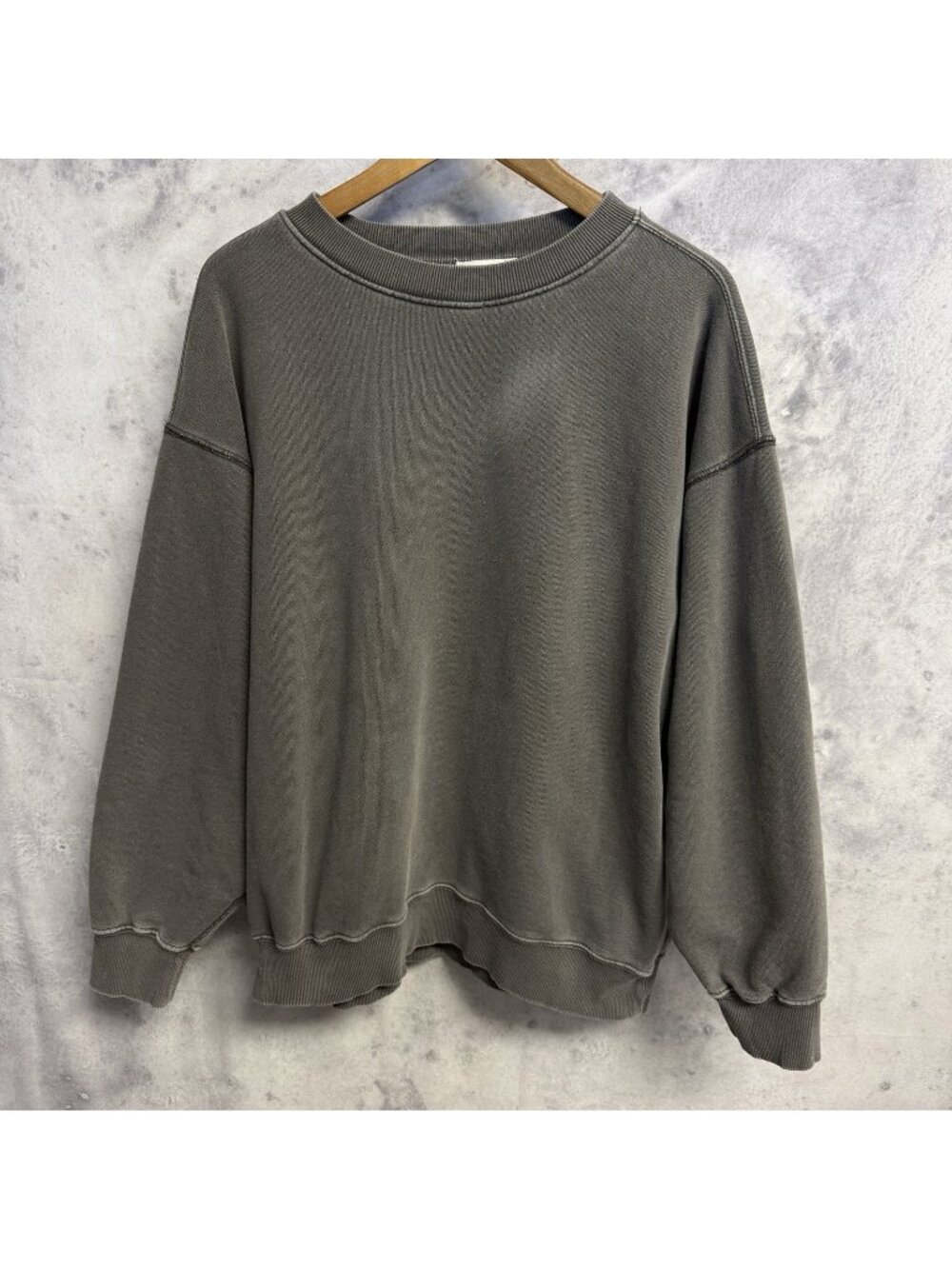 Elwood Organic Cotton Crew Neck Sweatshirt Pullover Gray Blank Mens Medium
